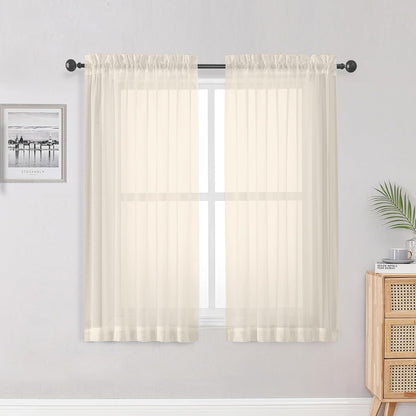OWENIE Sheer Curtains 84 inches Long 2 Panels Set for Living Room/Bedroom, Rod Pocket Voile Sheer Panel Drapes, White, 2pcs, Each 42" W x 84" L - Colors B