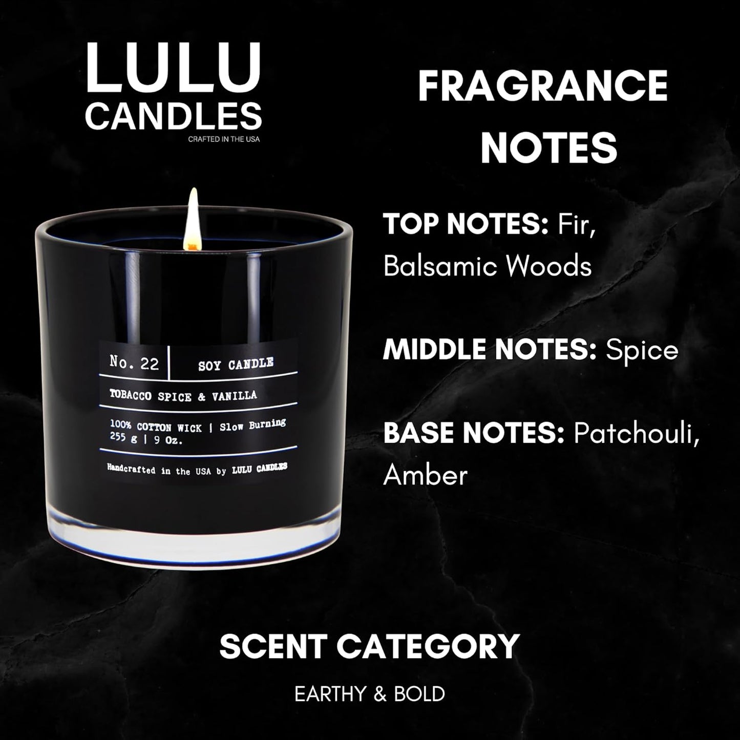 Lulu Candles | Jasmine, Oud & Sandalwood | Luxury Scented Soy Jar Candle | Hand Poured in The USA | Highly Scented & Long Lasting (9 Oz.)