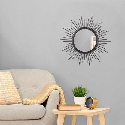 Gold Sunburst Mirrors for Wall Decorative Metal Round Art Mirrors Large Wall Decor Hanging Mirror for Bathroom Bedroom Living Room Vanity Entryway 16"