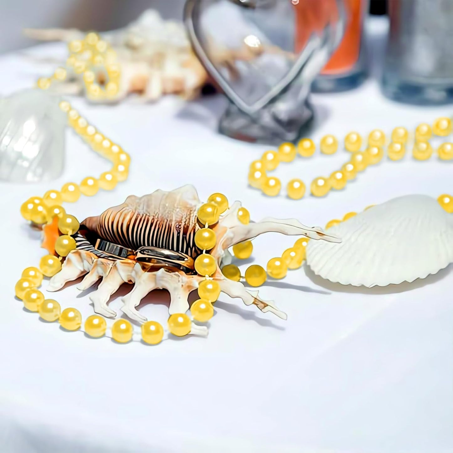 Craft String Pearls 10MM Beads Garland, 14 Yards Christmas Garland Faux Pearl Beads String Roll Bulk for DIY Craft, Wedding, Party, Christmas Tree Decoration