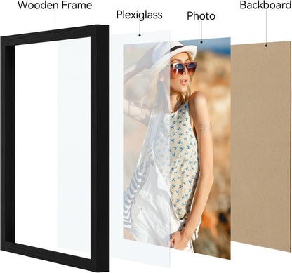 Vittanly 11x14 Picture Frame, Display Pictures 8x10 with Mat or 11x14 without Mat, Photo Frame for Wall Mounting, Black, 1 Pack - Colors A