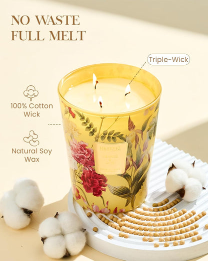 M&SENSE Jasmine Candles Highly Scented 3 Wick 35oz 150 Hours Burn Extra Large Jar Candles for Women, Natural Soy Wax Aromatherapy Candle for Stress Relief, Meditation, Yoga, Spa - Colors B