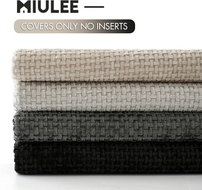MIULEE Pack of 4 Couch Throw Pillow Covers 18x18 Inch Neutral Soft Decorative Chenille Pillow Covers Farmhouse Boho Cushion Covers for Mid Century Modern Spring Home Decor Sofa Bedroom Living Room