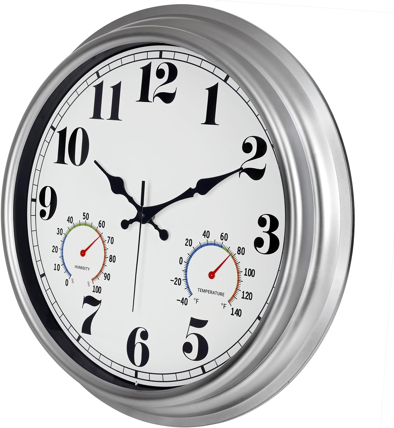JENLYSTIME 12 Inch Indoor/Outdoor Retro Waterproof Wall Clock with Thermometer Silent Round Quartz Battery Operated Easy to Read Decorative for Kitchen Patio,Bathroom,Deck,Porch,Pool(Blue)