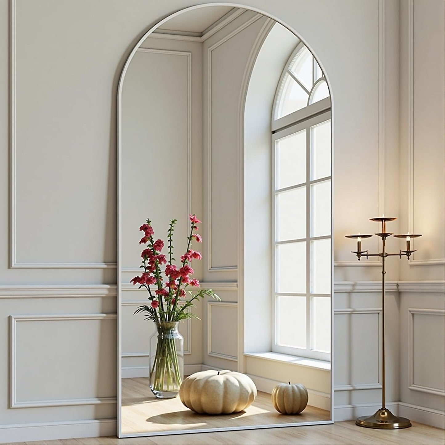Prywot Arched Full Length Mirror, 70"x26" Free Standing Floor Mirror, Modern Full Body Mirrors with Stand, Wall Mirrors with Aluminum Alloy Frame for Bedroom,Living Room, Gold