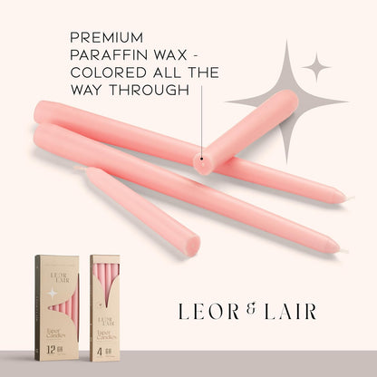 Leor & Lair Ivory Taper Candles - 4 Pack 10" Ivory Candlesticks - Unscented Cream Candle Sticks for Home Decoration, Holiday Tables, Weddings, Restaurants & Business Events