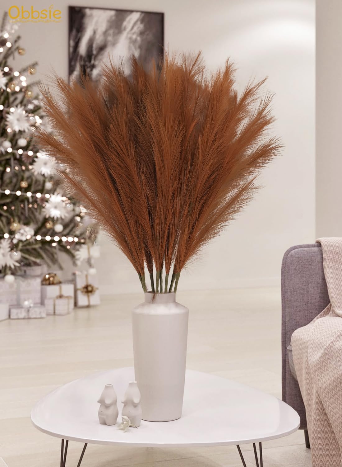 obbsie 50pcs Pink Faux Pampas Grass Decor, 21.6" Short Artificial Floral Branches Vase Filler Flower Arrangement for Home Wedding Boho Outdoor Decor
