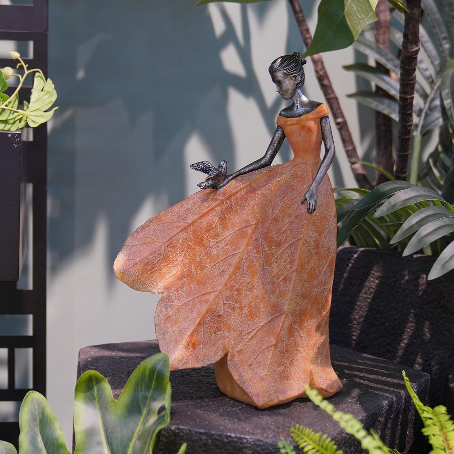 Guichifun Fairy Statue Collection Home Decoration - Leaf Angel Girls Resin Modern Table Decor for Living Room Office Sculpture Decor for Women Indoor Rustic Figurines Gift 5 x 3 x 7.5 Inch