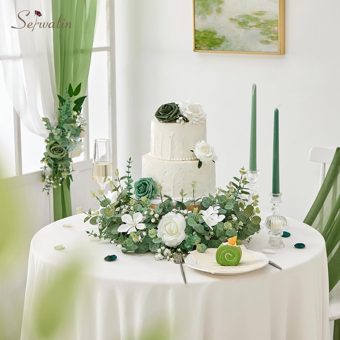 Serwalin 100 Pcs Mixed Artificial Eucalyptus Stems,Babys Breath Artificial Flowers Bulk with Faux Eucalyptus Leaves Greenery Stems for Wedding DIY Bouquets Floral Arrangement Home Decor