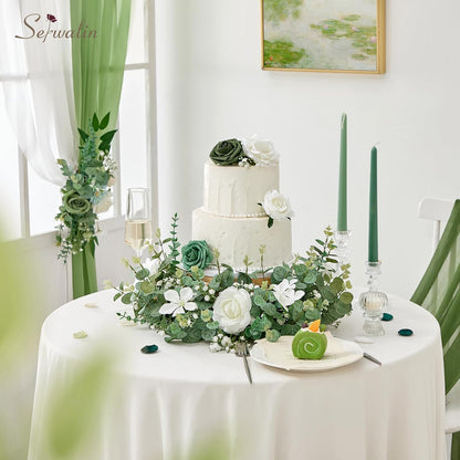 Serwalin 100 Pcs Mixed Artificial Eucalyptus Stems,Babys Breath Artificial Flowers Bulk with Faux Eucalyptus Leaves Greenery Stems for Wedding DIY Bouquets Floral Arrangement Home Decor