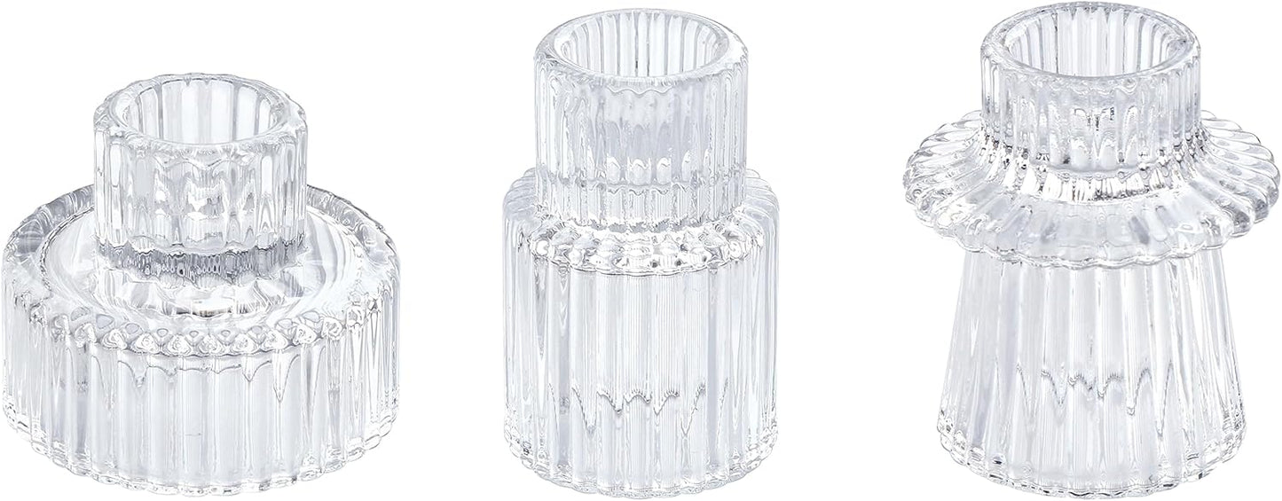 Vixdonos Taper Glass Candlestick Holders Tealight Candle Holders for Table Centerpieces, Wedding Decor and Dinner Party (6 Pcs, Green)