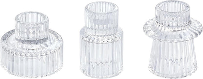 Vixdonos Taper Glass Candlestick Holders Tealight Candle Holders for Table Centerpieces, Wedding Decor and Dinner Party (6 Pcs, Green)