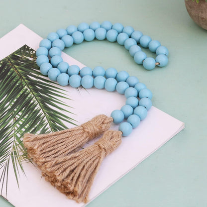 Meplait 39in Wood Bead Garland Farmhouse with Tassels,Versatile Prayer Beads Boho Chic Wall Hanging Home Decor (Black)