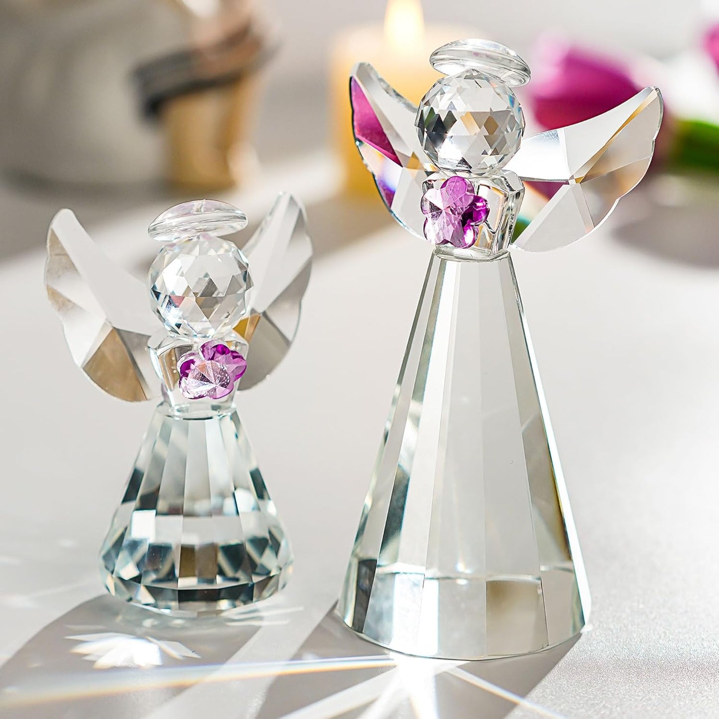 HDCRYSTALGIFTS 3.3'' Crystal Bird Figurine Collectible Art Glass Animal Figurines Table Home Decor Paperweight Valentine’s Day for Women