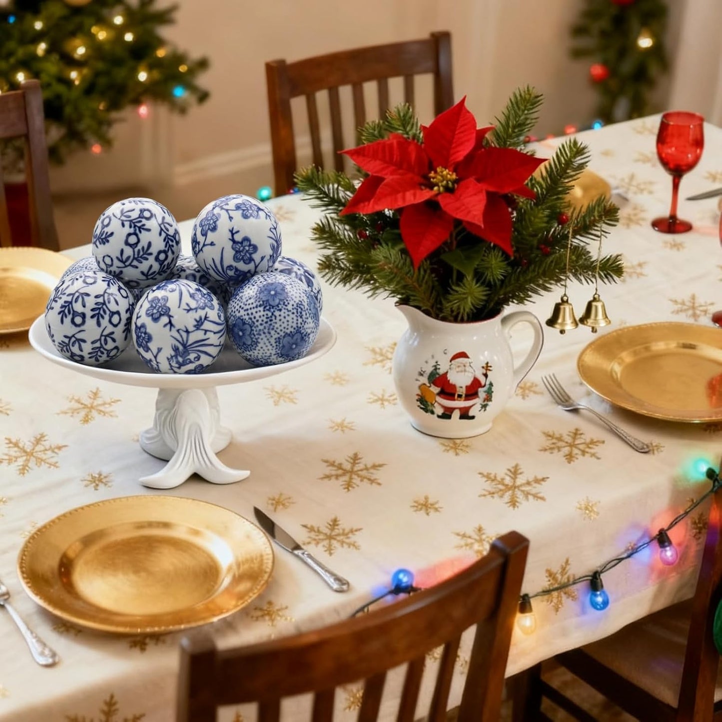 6 Pcs Decorative Blue Balls Chinoiserie Blue and White Ceramic Balls for Centerpiece Bowls Farmhouse Basket Tray Vases Decoration Gifts for Dining Table Holiday(A)