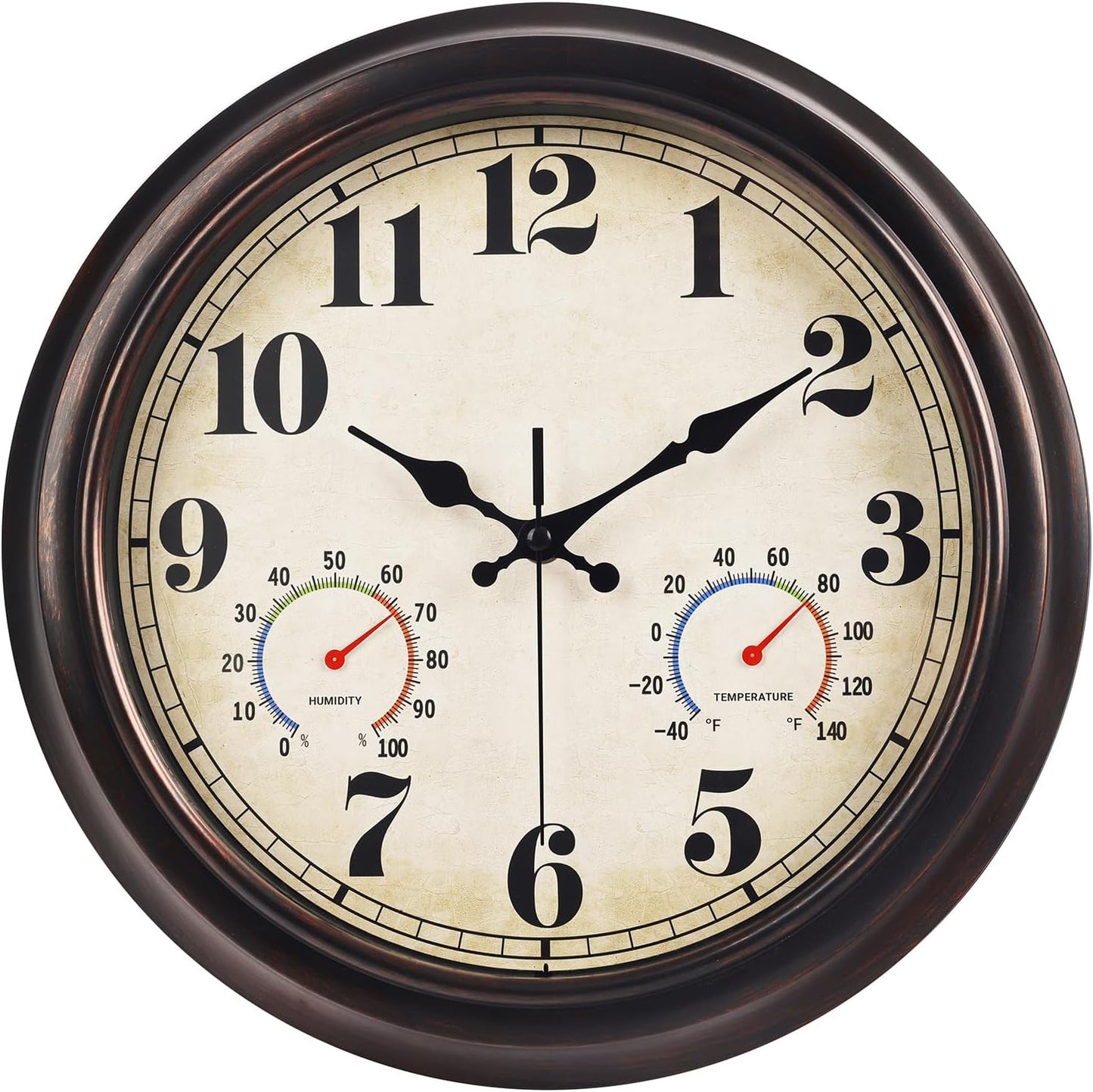 JENLYSTIME 12 Inch Indoor/Outdoor Retro Waterproof Wall Clock with Thermometer Silent Round Quartz Battery Operated Easy to Read Decorative for Kitchen Patio,Bathroom,Deck,Porch,Pool(Blue)