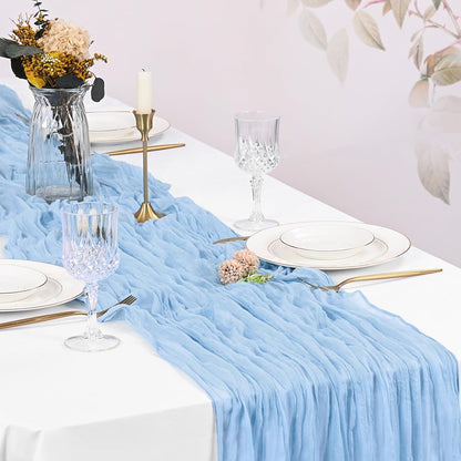 10 Pack Beige Cheesecloth Table Runner 17x108 Inch Boho Gauze Cheese Cloth Table Runners for Wedding Party Baby Shower Birthday Home Decor