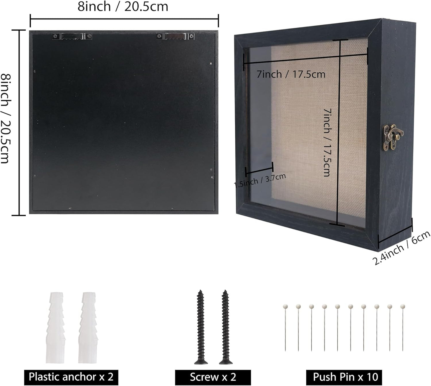 GraduatePro Shadow Box Frame 11x14 Display Case with Linen Back, Real Glass Window Door with Hinge, Picture Frame Wedding Bouquet Memorabilia Medals Photos Memory Box for Keepsakes, Carbonized Black