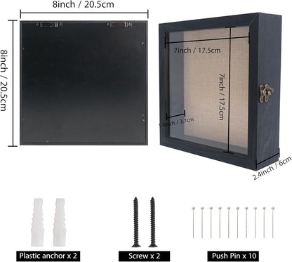 GraduatePro Shadow Box Frame 11x14 Display Case with Linen Back, Real Glass Window Door with Hinge, Picture Frame Wedding Bouquet Memorabilia Medals Photos Memory Box for Keepsakes, Carbonized Black
