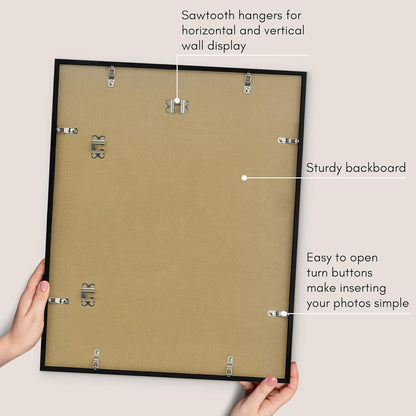 Americanflat 24x36 Poster Frame with Polished Plexiglass - Streamline Collection - Thin Border Picture Frame for Wall Display - Hanging Hardware Included - Black - Colors C