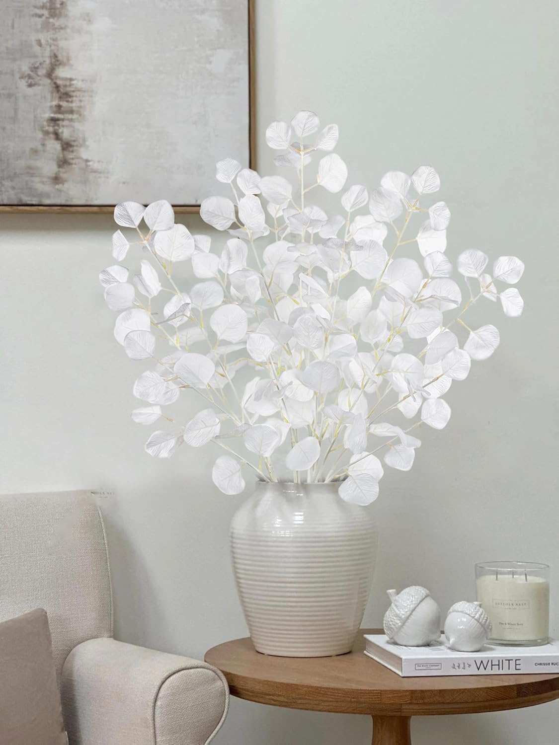 Faux Eucalyptus Stems Willow Eucalyptus Leaves 34” Long Fake Salix Leaves 3 Pcs Artificial Greenery Stems for DIY Bouquet Arrangements Centerpieces Shower Decorations-Artificial Eucalyptus Stems