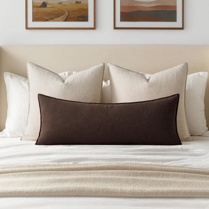 MIULEE Decorative Long Lumbar Throw Pillow Cover for Bed 14x36 Natural Beige Boho Farmhouse Neutral Couch Pillowcase Pack of 1 Accent Modern Sofa Cushion Livingroom Home Decor (Covers Only)