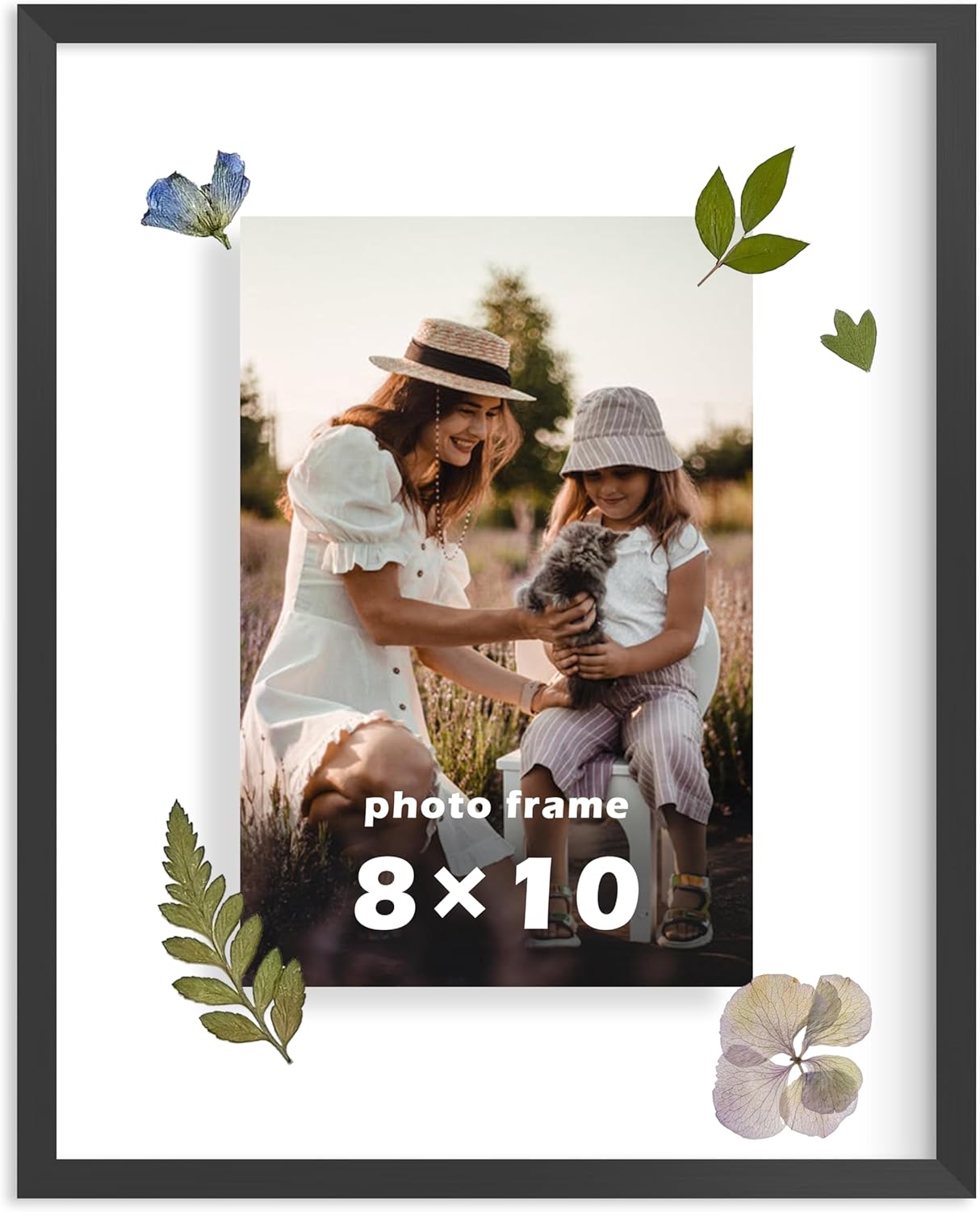 FrameWorks 8”x10” Deluxe Black Aluminum Contemporary Style Floating Picture Frame with Tempered Glass