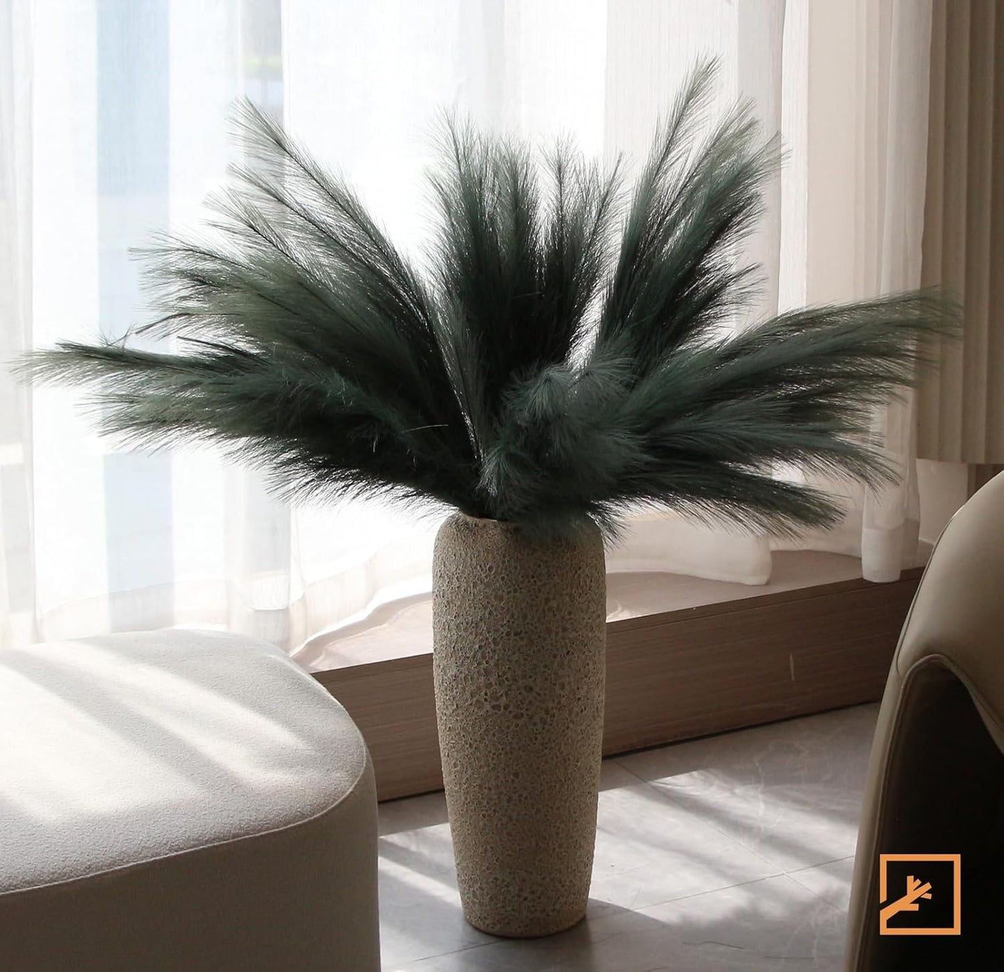 ZIFTY 7-Pcs 38"/3.1FT Faux Pampas Grass Large Tall Fluffy Artificial Fake Flower Bedroom Decor Boho Decor Bulrush Reed Grass for Vase Filler Farmhouse Home Wedding Decor (Beige Mixed)