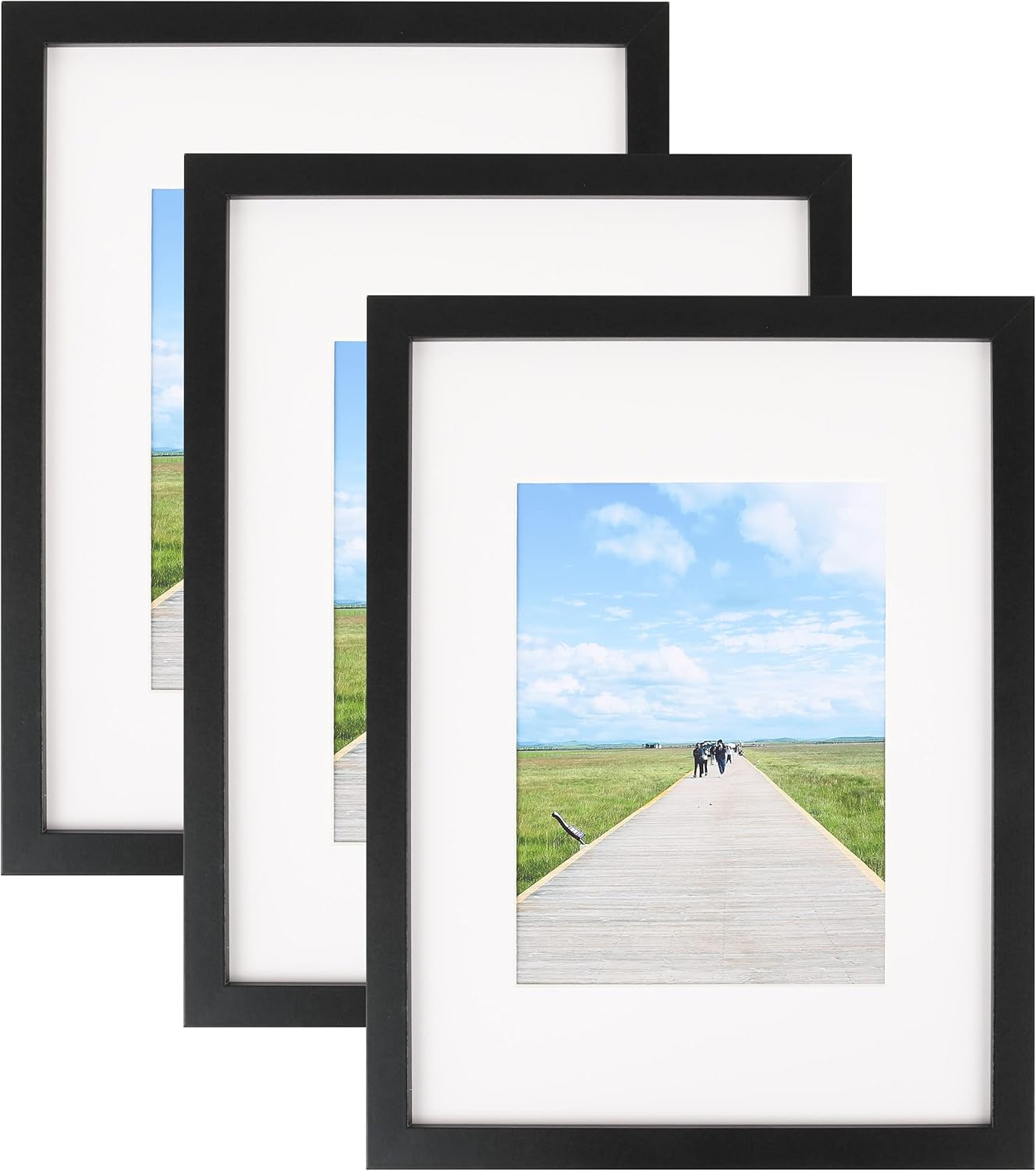 Aynoo Wood Floating Picture Frame 7x9, Table Top 8x10 7x9 6x8 Floating Frame Black Metal Modern Style Frame (PHSD),1Pack