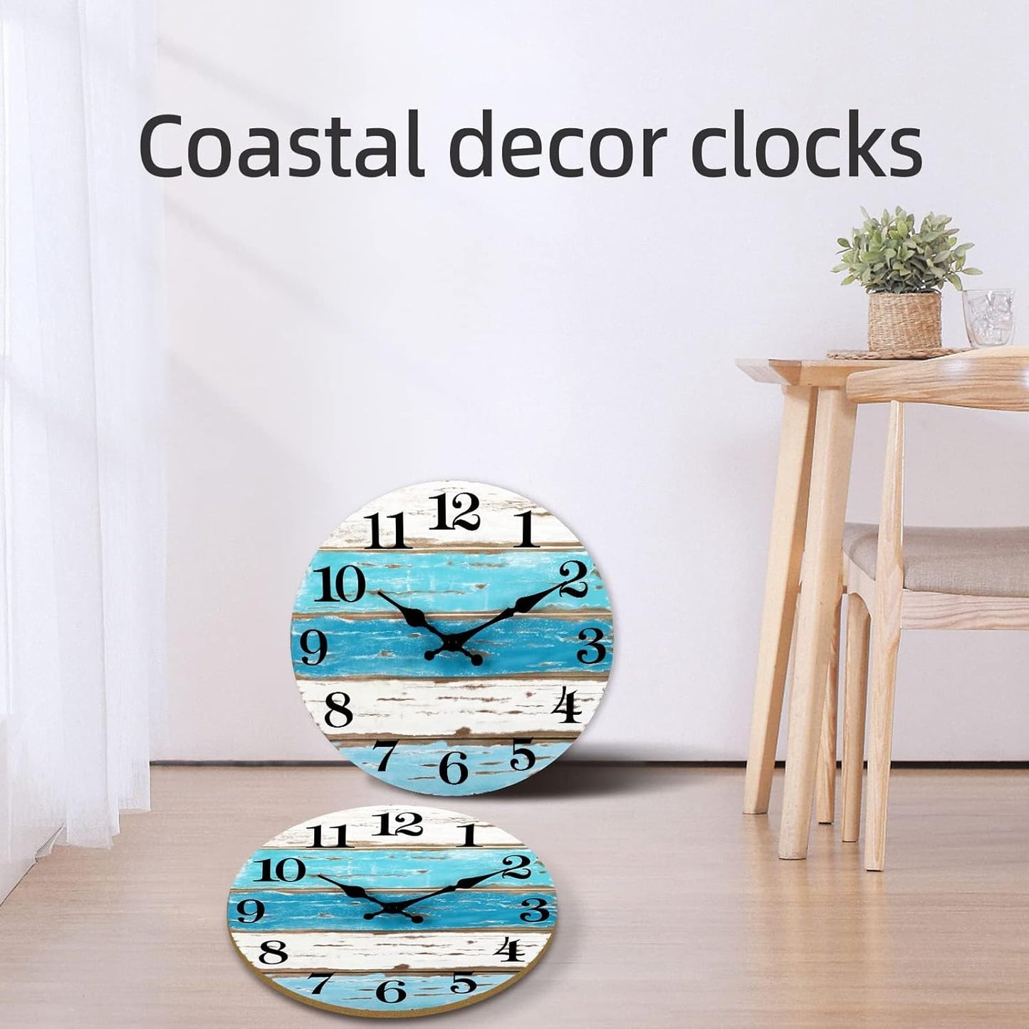 CHYLIN Wall Clock, Silent Non Ticking Battery Operated, Rustic Coastal Country Clock Decorative for Bathroom Kitchen Bedroom 8