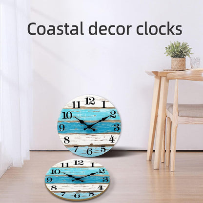 CHYLIN Wall Clock, Silent Non Ticking Battery Operated, Rustic Coastal Country Clock Decorative for Bathroom Kitchen Bedroom 8