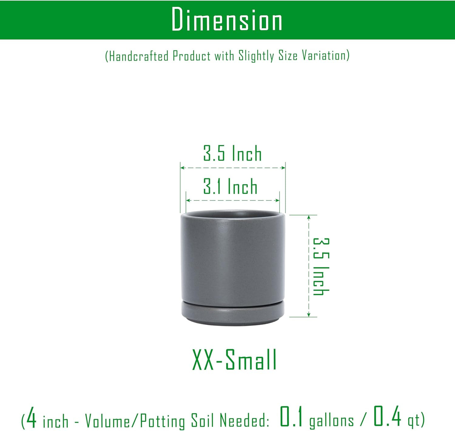 D'vine Dev Set of 2 Plants Pots, 6.5 Inch Ceramic Planter Pot for Plants with Drainage Hole and Saucer, White, 94-V-C-1