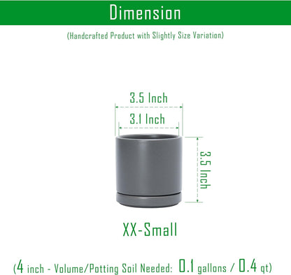 D'vine Dev 6.5 Inch Ceramic Planter Pot with Drainage Hole and Saucer, Indoor Cylinder Round Planter Pot, Olive, 94-O-C-J