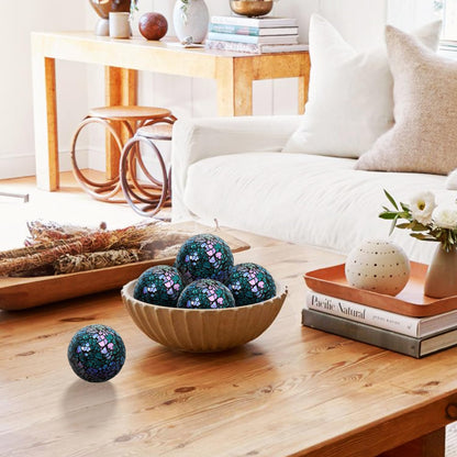 Kesywale 6PCS Decorative Balls Set 2.4 Inches/ 6cm Small Mosaic Spheres Glass Orbs Decorative Balls for Centerpiece Bowls Vases Fillers Dining Coffee Table Wedding Party Decor (Black)