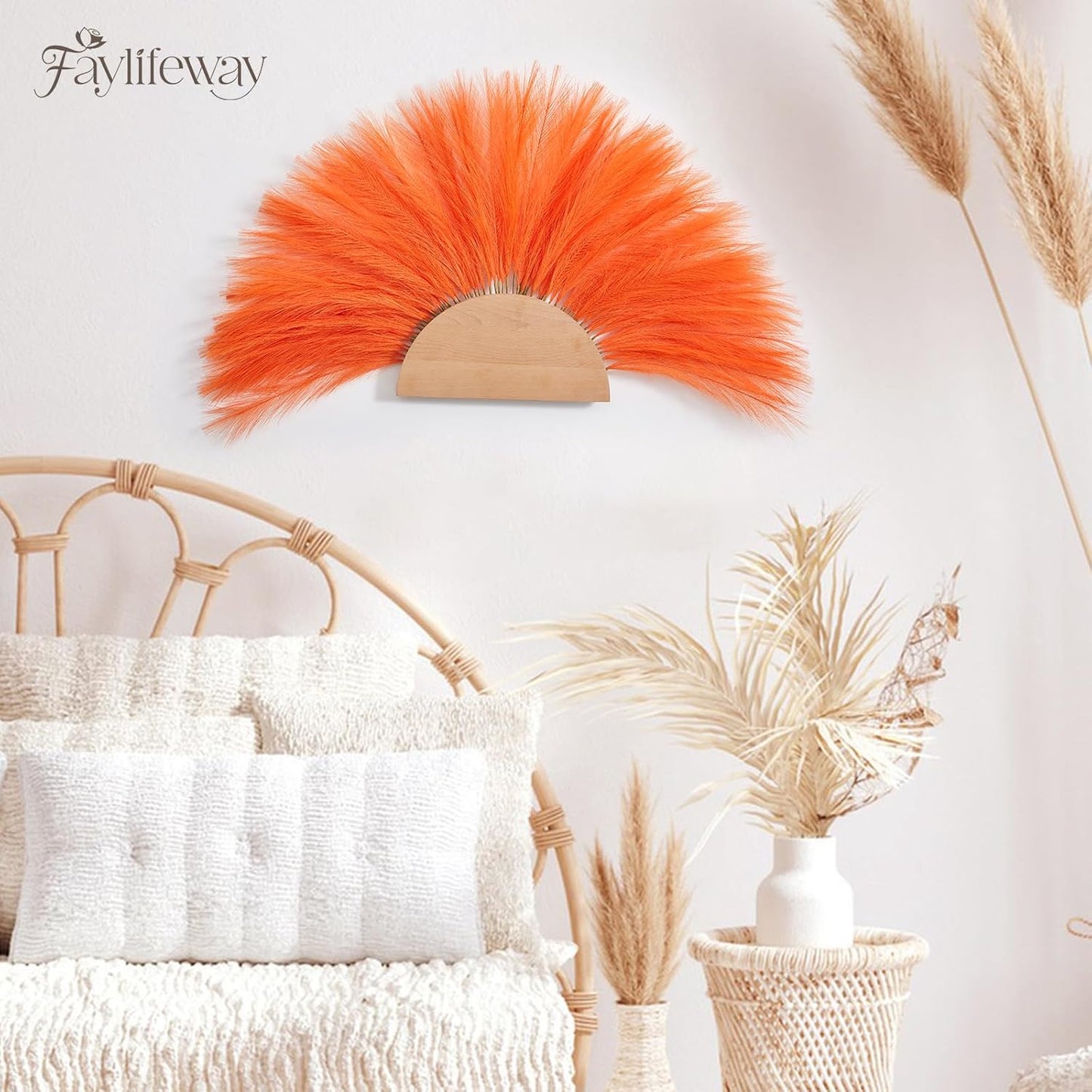 50pcs Pampas Grass 17in for Living Room Decor, Blush Pink Pampas Grass Decor, Fluffy Pink Flowers for Home Birthday Bathroom Baby Shower Wall Bow Decor(Blush & Cream & Pink)