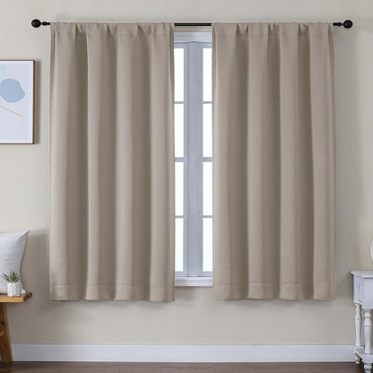 Simplebrand Ava Sage Green Blackout Curtains for Bedroom 63 Inch Length 2 Panels Set, Solid Thermal Insulated Energy Saving Rod Pocket Window Treatment Curtains Blackout Drapes, W40 x L63 Inch, Sage - Colors C