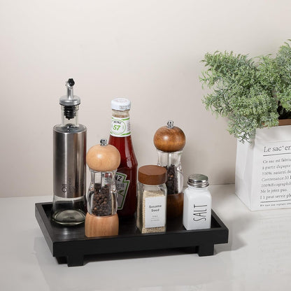 Decorative Tray Small Pedestal Stand Farmhouse Bathroom Decor Wooden Riser Display Stand for Vanity, Kitchen Countertop, Sink, 9.4 * 4.7 White