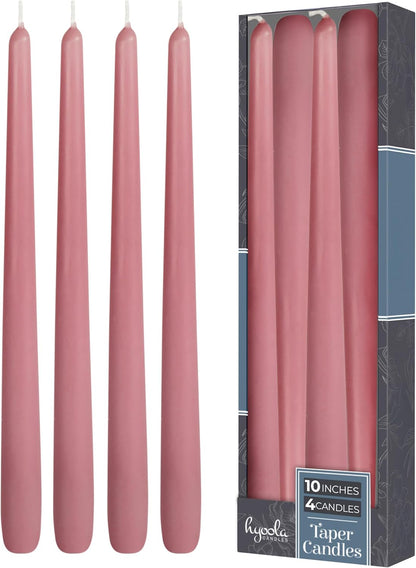 Hyoola Tall Taper Candles - 10 Inch Metallic Gold Unscented Dripless Taper Candles - 8 Hour Burn Time - 4 Pack