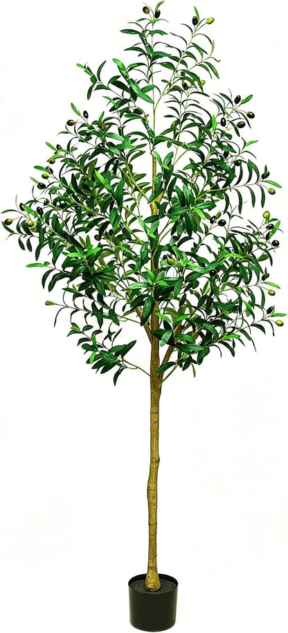 Olive Trees Artificial Indoor 6ft - Artificial Plants Indoor with Silk Leaves & Resin Trunk, Fake Olive Trees for Home Decor, Faux Trees with Black Pot, Large Artificial Trees Indoor Outdoor