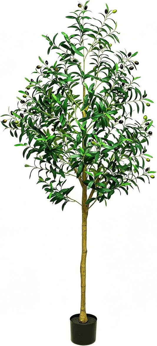 Olive Trees Artificial Indoor 6ft - Artificial Plants Indoor with Silk Leaves & Resin Trunk, Fake Olive Trees for Home Decor, Faux Trees with Black Pot, Large Artificial Trees Indoor Outdoor