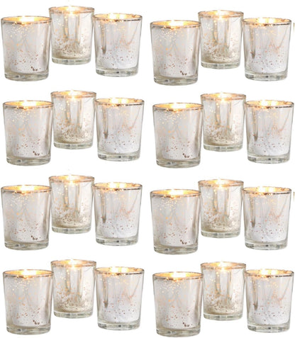 48-Pack Clear Glass Votive Candles – 10–12 Hour Long Burn, Unscented, Ivory, Bulk Set for Weddings, Events & Table Centerpieces – Hosley