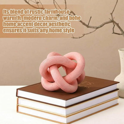Yalikop 3 Link Wood Knot Decor Rustic Home Décor Accents Hand Carved Coffee Table Decoration, Boho Chain Link Decoration, Modern Shelf, Rustic Objects for Home Living Room Bedroom(White)