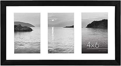 Americanflat 4x6 Collage Picture Frame with Shatter-Resistant Glass - Fits Five 4x6 Photos or Use as One 11x14 Picture Frame - Signature Collection - Collage Frames for Wall Display - Black
