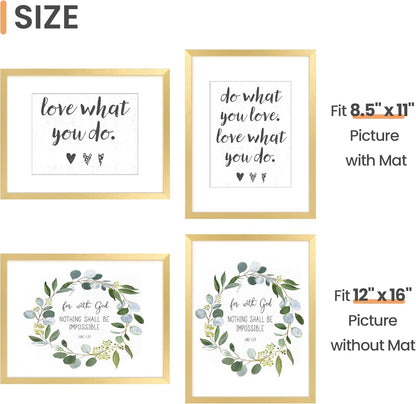 upsimples 11x14 Picture Frame Set of 5, Display Pictures 8x10 with Mat or 11x14 Without Mat, Wall Gallery Photo Frames, Black