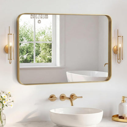 NEWBULIG Gold Round Wall Mirror 36 Inch, Bathroom Mirrors for Over Sink, Wall Decor for Bathroom, Entryway, Bedroom, Vanity