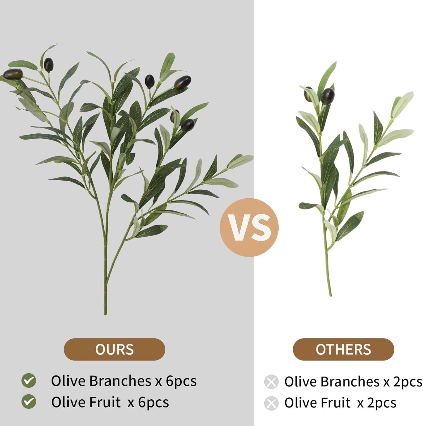 Leftover 6PCS 18Inch Faux Olive Branches for Vase,Artificial Olive Tree Branches,Fake Plants,Greenery Stems,Eucalyptus Stems,Green Leaves for Centerpieces Decoration,Home Decor,Coffee Table Decor