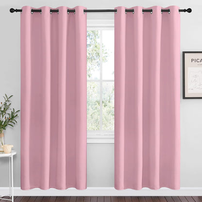 NICETOWN Halloween Pitch Black Solid Thermal Insulated Grommet Blackout Curtains/Drapes for Bedroom Window (2 Panels, 42 inches Wide by 63 inches Long, Black) - Colors A