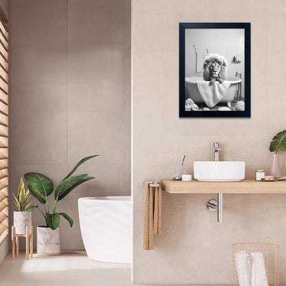 Bathroom Picture Wall Decor, Framed Black and White Bathroom Wall Art, Toilet Paper in Little Funny Raccoon's Hand Animal Canvas Print Painting