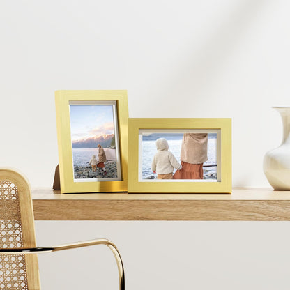 Vittanly 8x10 Picture Frames Set of 9, Shatter Resistant Plexiglass, Display 5x7 Pictures with Mat or 8x10 without Mat, Photo Frames for Wall or Tabletop, Engineered Wood, Black - Colors A