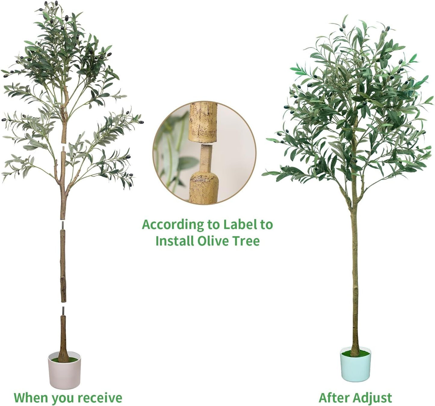 6FT Artificial Olive Tree,Artificial Plants Indoor,Faux Olive Tree Indoor with Natural Wood Trunk and Realistic Leaves and Fruits for Home Office Decor